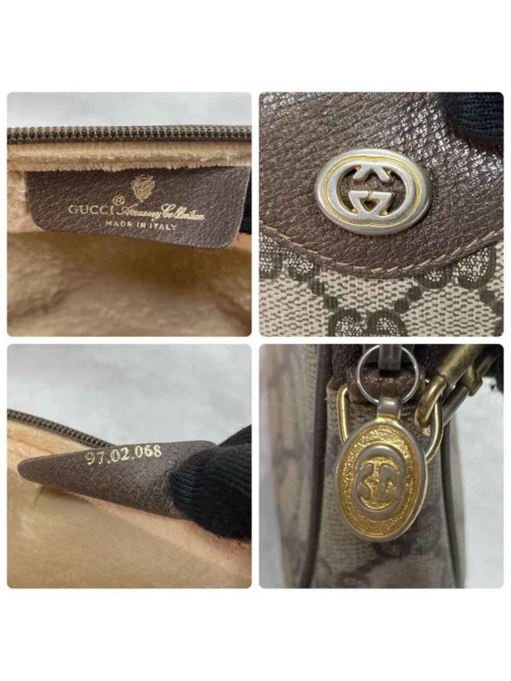 Gucci GG Shoulder Bag Brown Beige Leather Logo